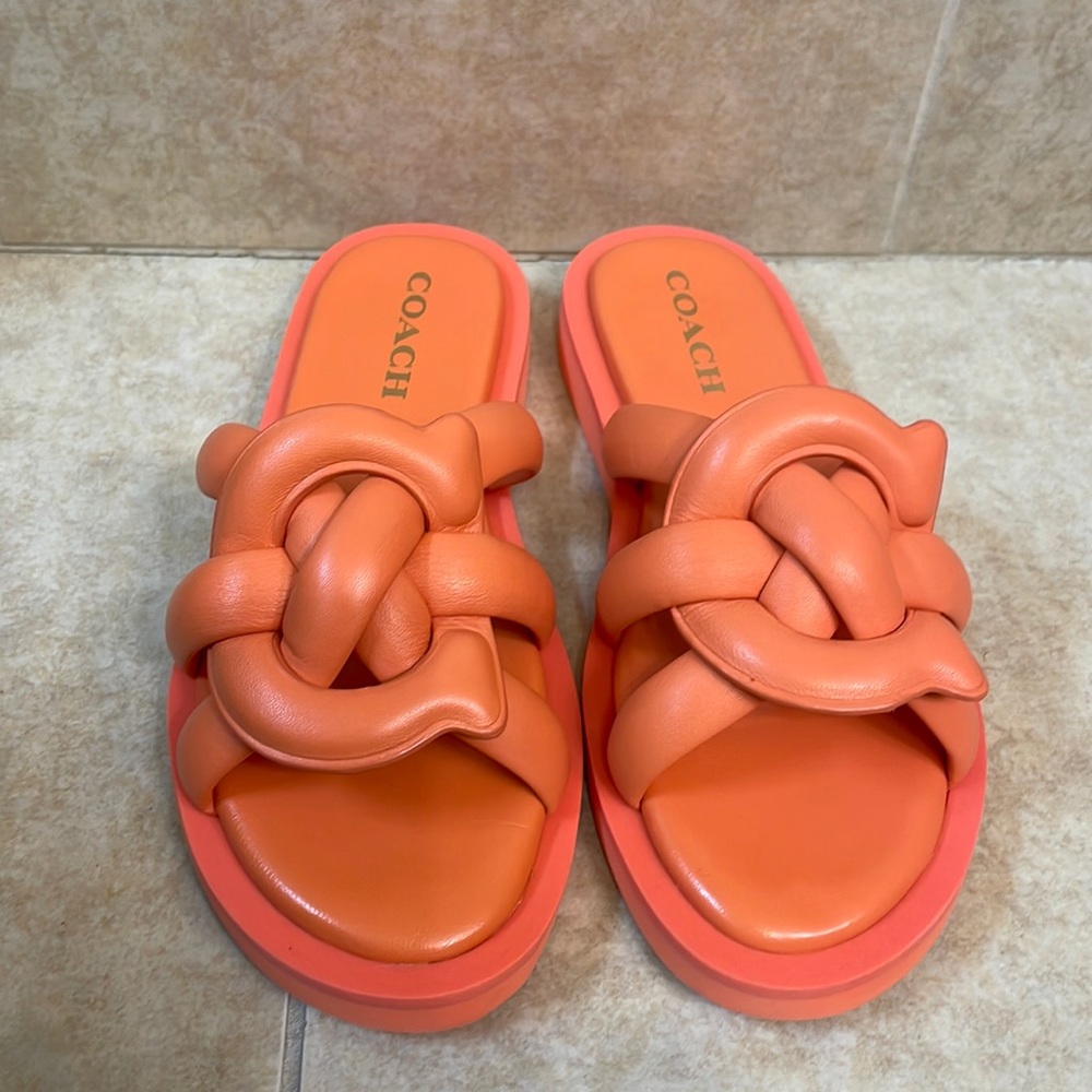 Coach leather slides